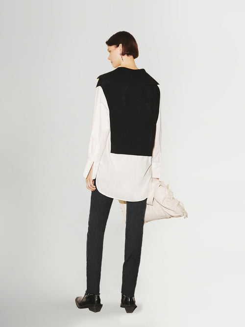 Charger l'image 1 dans la galerie. Chemise-pull en laine noir