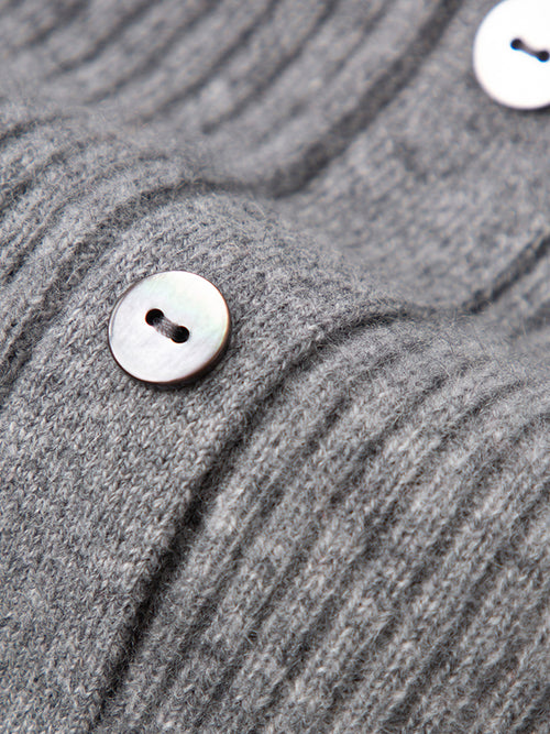 Load image 1 in gallery view. Dark gray cashmere sweater with a V-neck polo neck