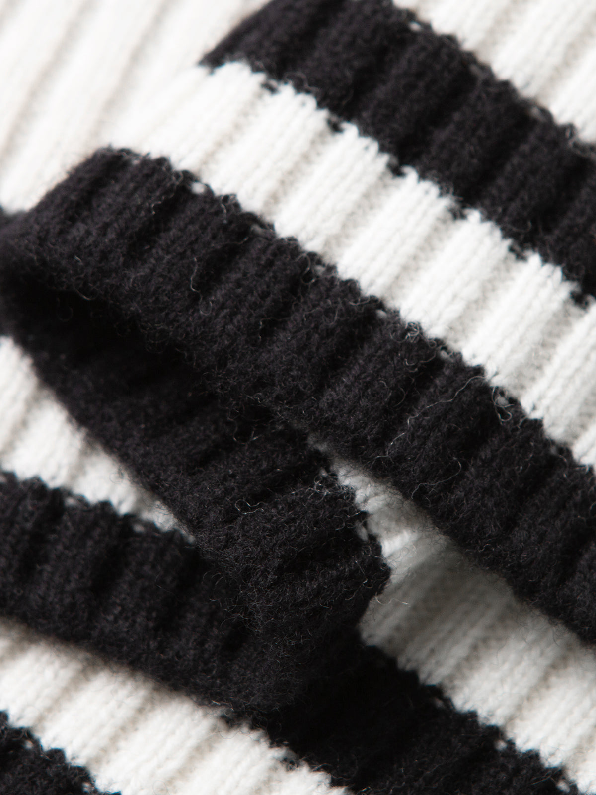 Women's Black and White  High Neck Long Sleeves 100% Wool Sweater