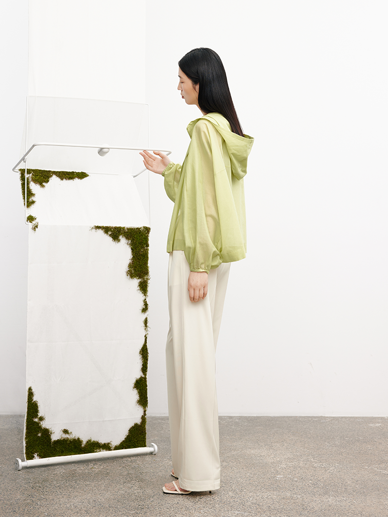 Women's Mustard Yellow Lantern Sleeves 100% Cotton Hoodie Jacket