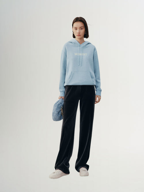 Load image 1 in gallery view. Dark gray thick wide leg pants