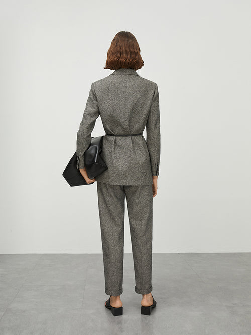 Charger l'image 1 dans la galerie. Women's Gray Peak Lapel Single Breasted Blazer