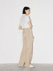 Women's Light Khaki Straight Fit Suit Pants Trousers