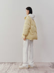 Women's Light Yellow  Stand Collar Goose Puffer Jacket