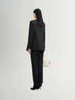 Classic black double-breasted collared blazer