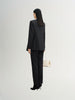 Classic black double-breasted collared blazer