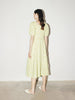 Women's Light Green Square Neck Puff Sleeves Texture Comfy Dress