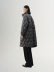 Women's Gray Warm Goose Puffer Long Hooded Jacket with Belt
