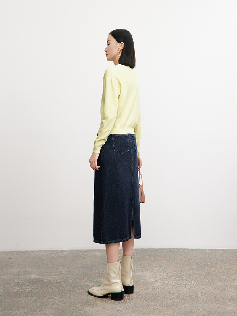 Women's Moonlight Yellow V Neck Elegant Button Down Cardigan Sweater