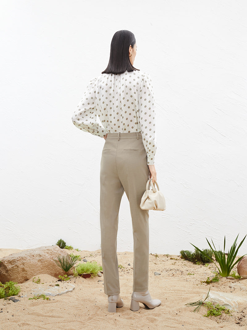 Women's Dark Gray Straight Fit Stable High Waist Trousers