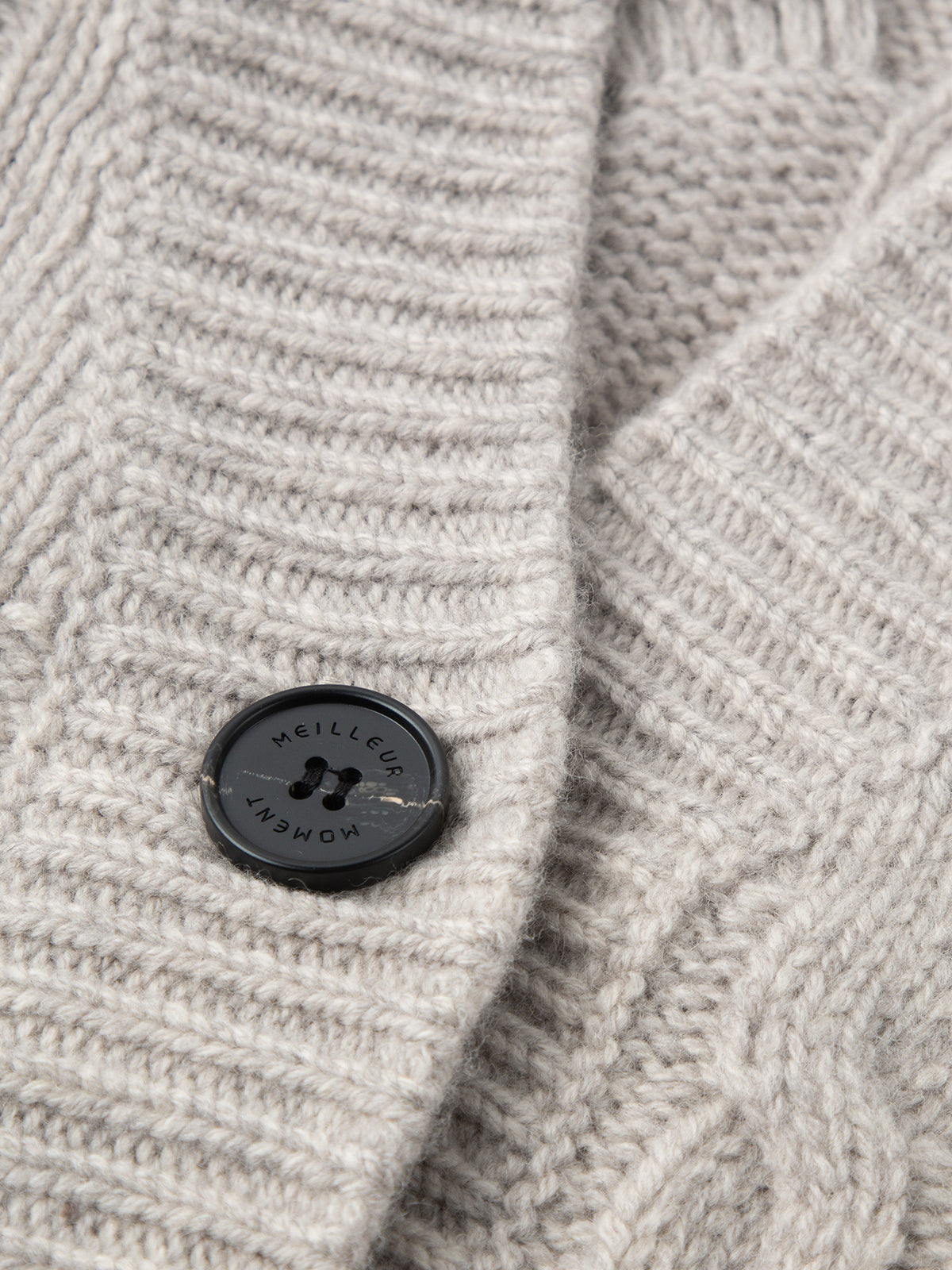 Women's Oatmeal-Colored V Neck 100% Wool Heavy Sweater Cardigan