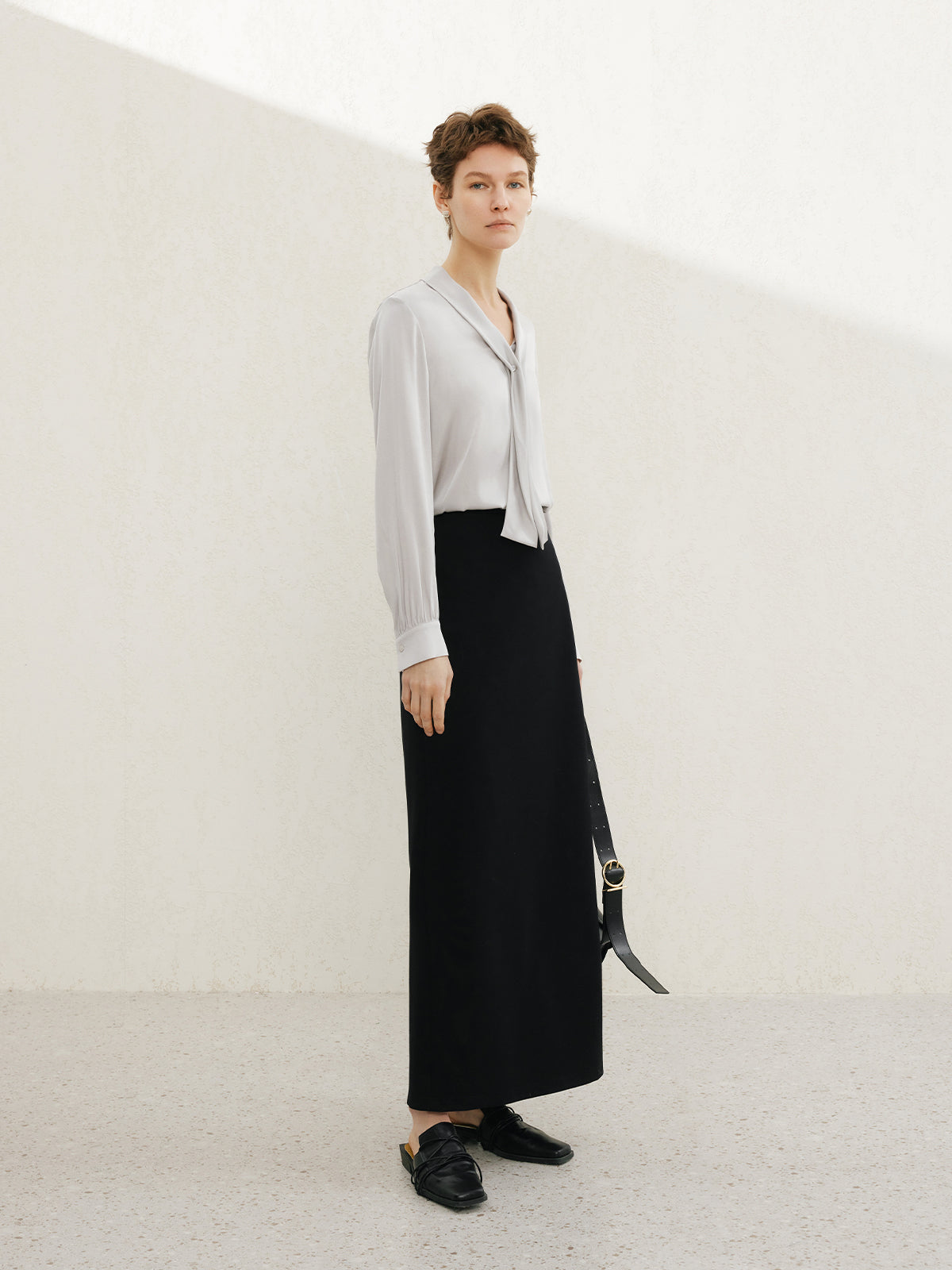 Tie-Neck Silk Shirt