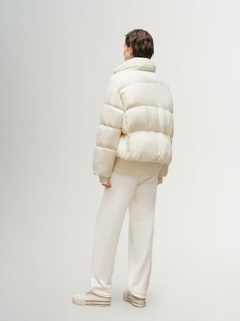 Women's White Collar Short Goose Down Jackets