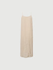 Apricot-colored dress with round neck