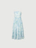 Blue slip dress with sky pattern in 100% cotton