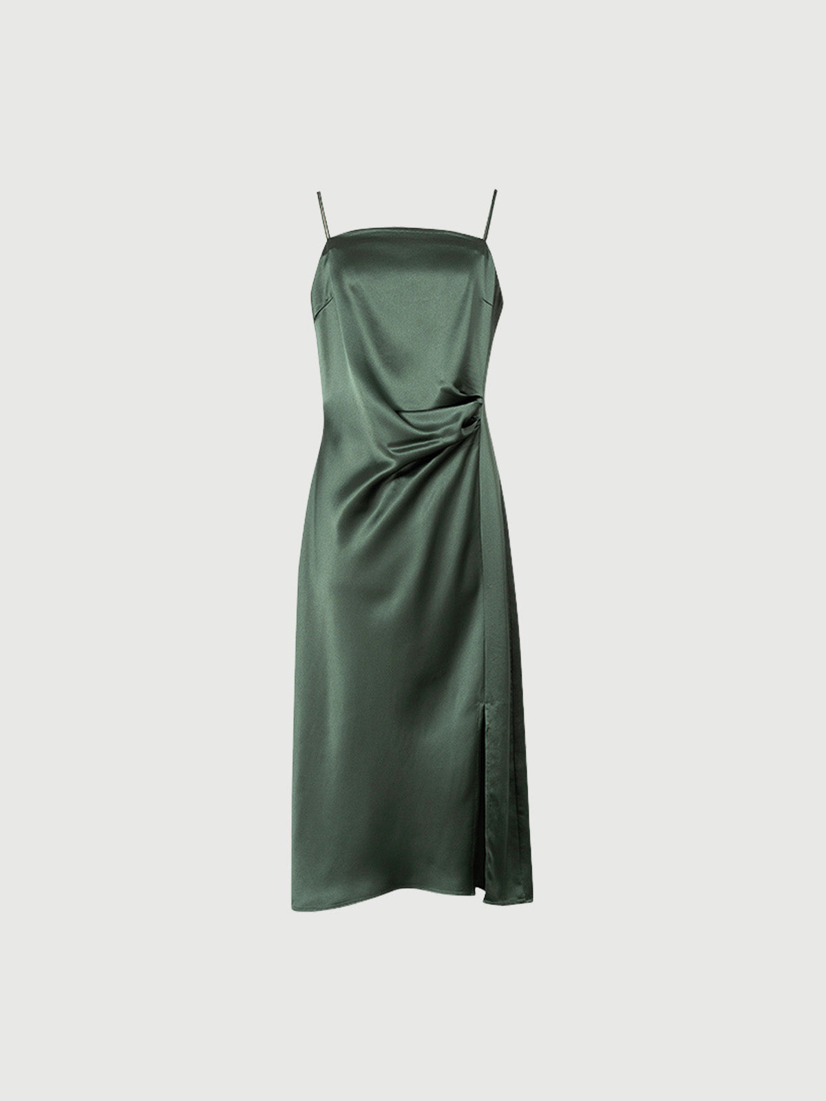 Robe satinée verte foncée