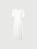 Women's White V Neck Short Sleeve High Wasit Dress