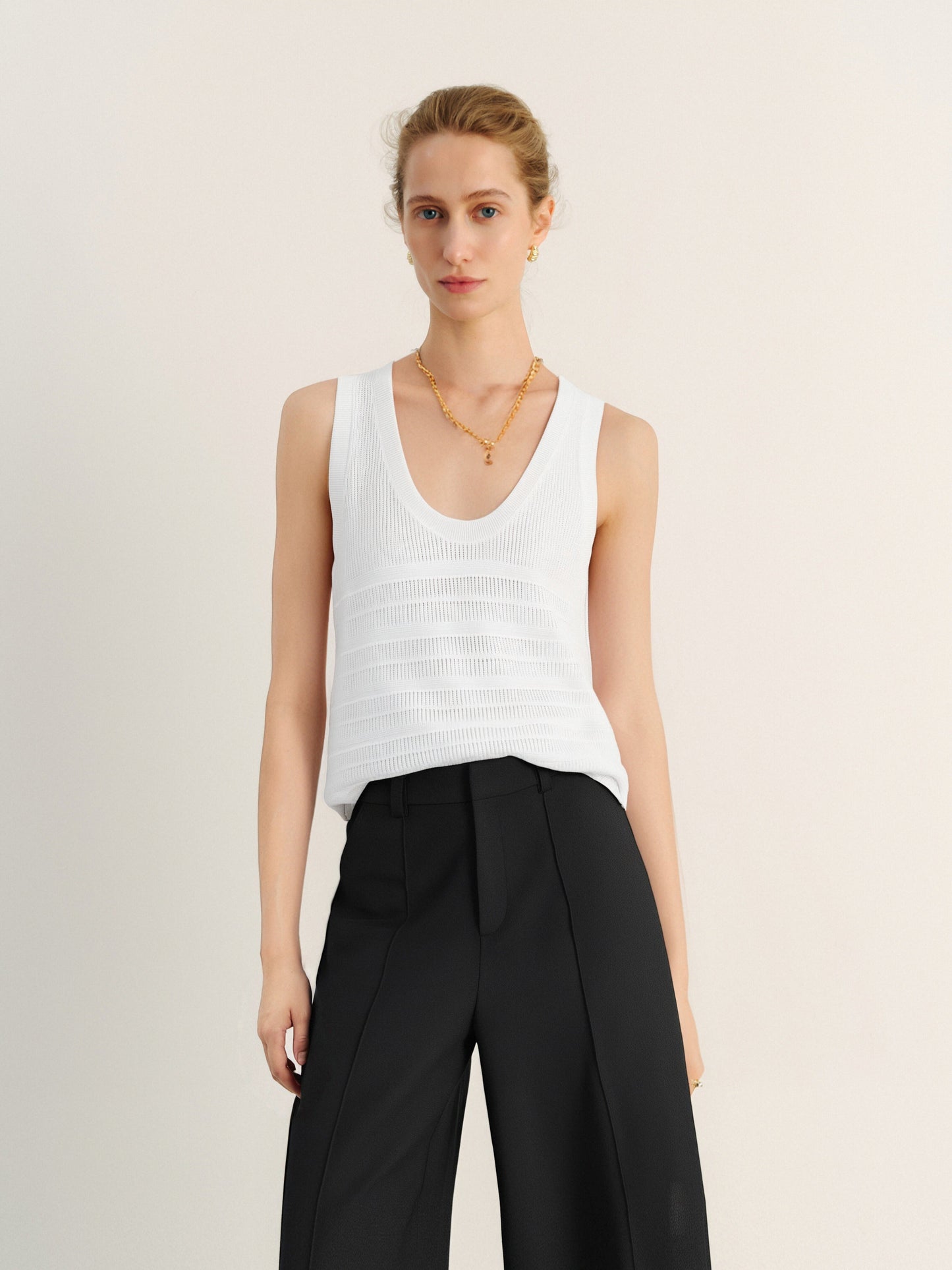 Cotton U-Neck Sleeveless Knit Tank