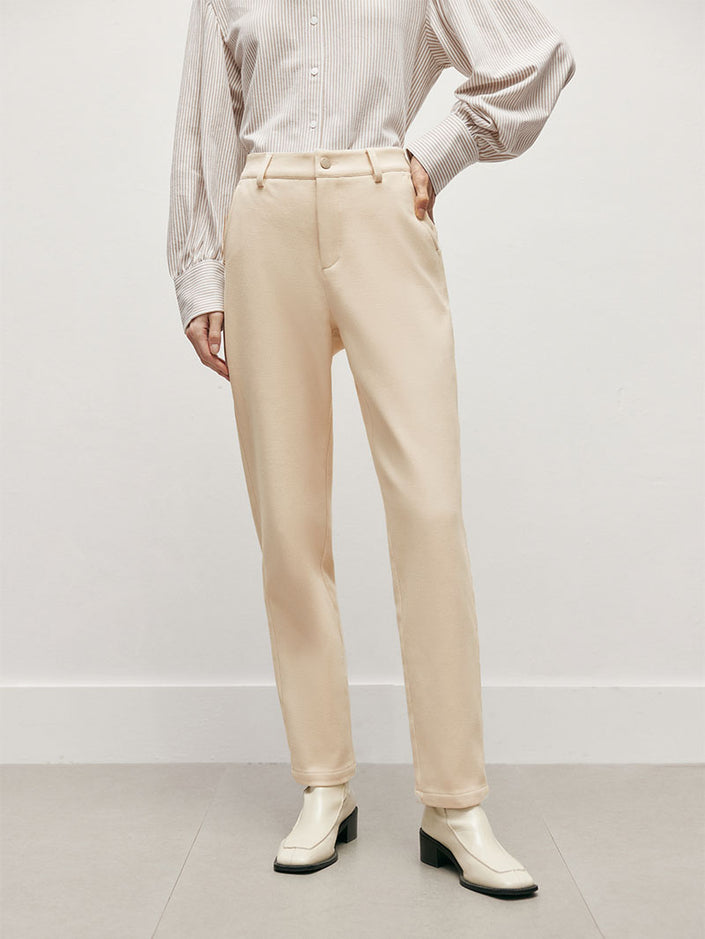 Women's White Small Leg Cotton Trousers