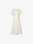 Women's White Short Sleeves V Neck 100% Cotton Dress