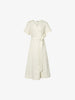 Women's White Short Sleeves V Neck 100% Cotton Dress
