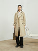 Women's Khaki Notch Lapel Double Breasted Trench Coat