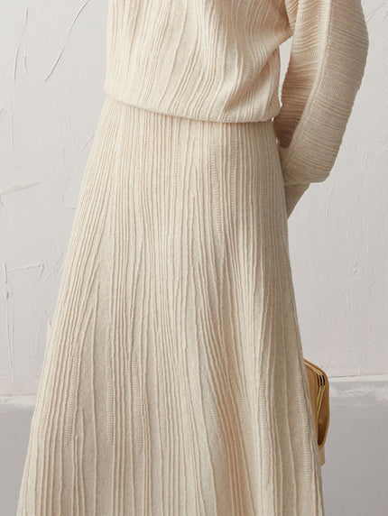 Beige wool flared skirt