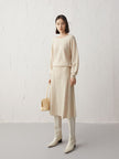 Beige wool flared skirt