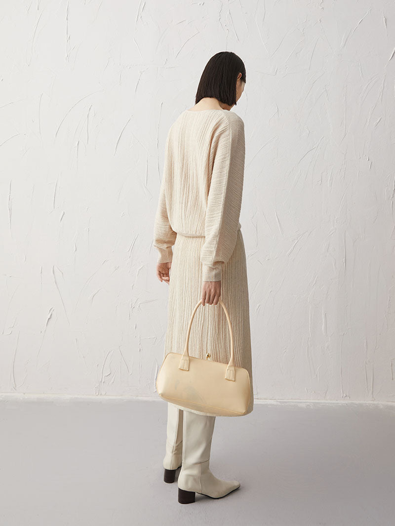 Jupe évasée beige en laine