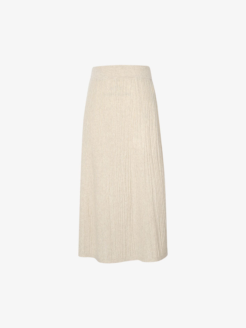 Beige wool flared skirt