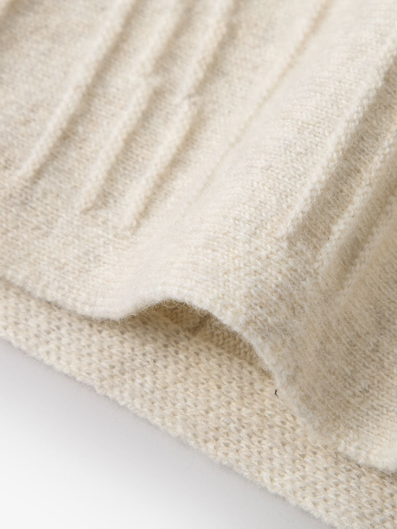 Jupe évasée beige en laine