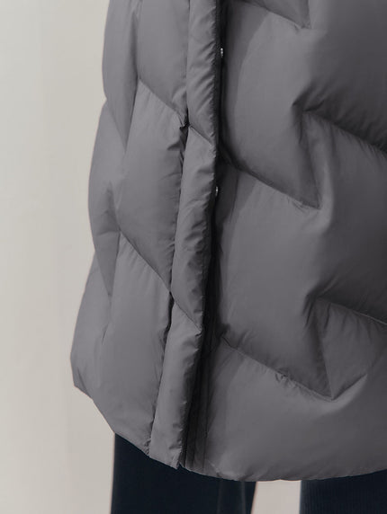 Women's Dark Gray Heavy Goose Puffer Hooded Jacket
