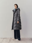 Women's Dark Gray Heavy Goose Puffer Hooded Jacket