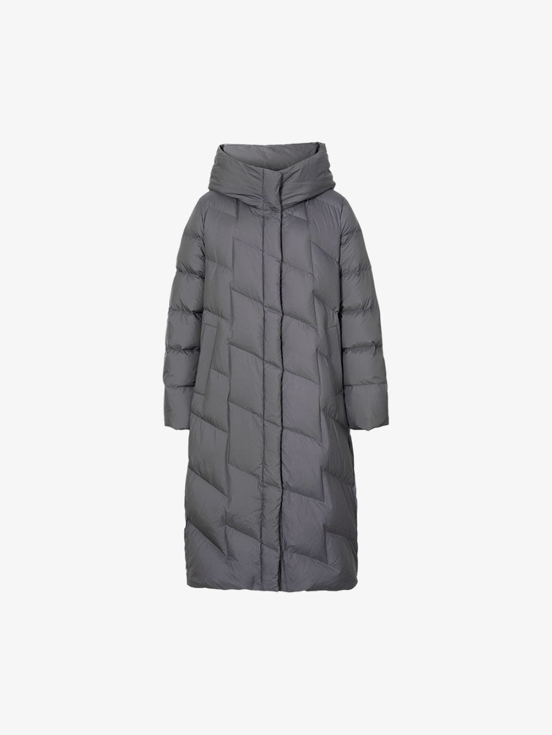 Women's Dark Gray Heavy Goose Puffer Hooded Jacket