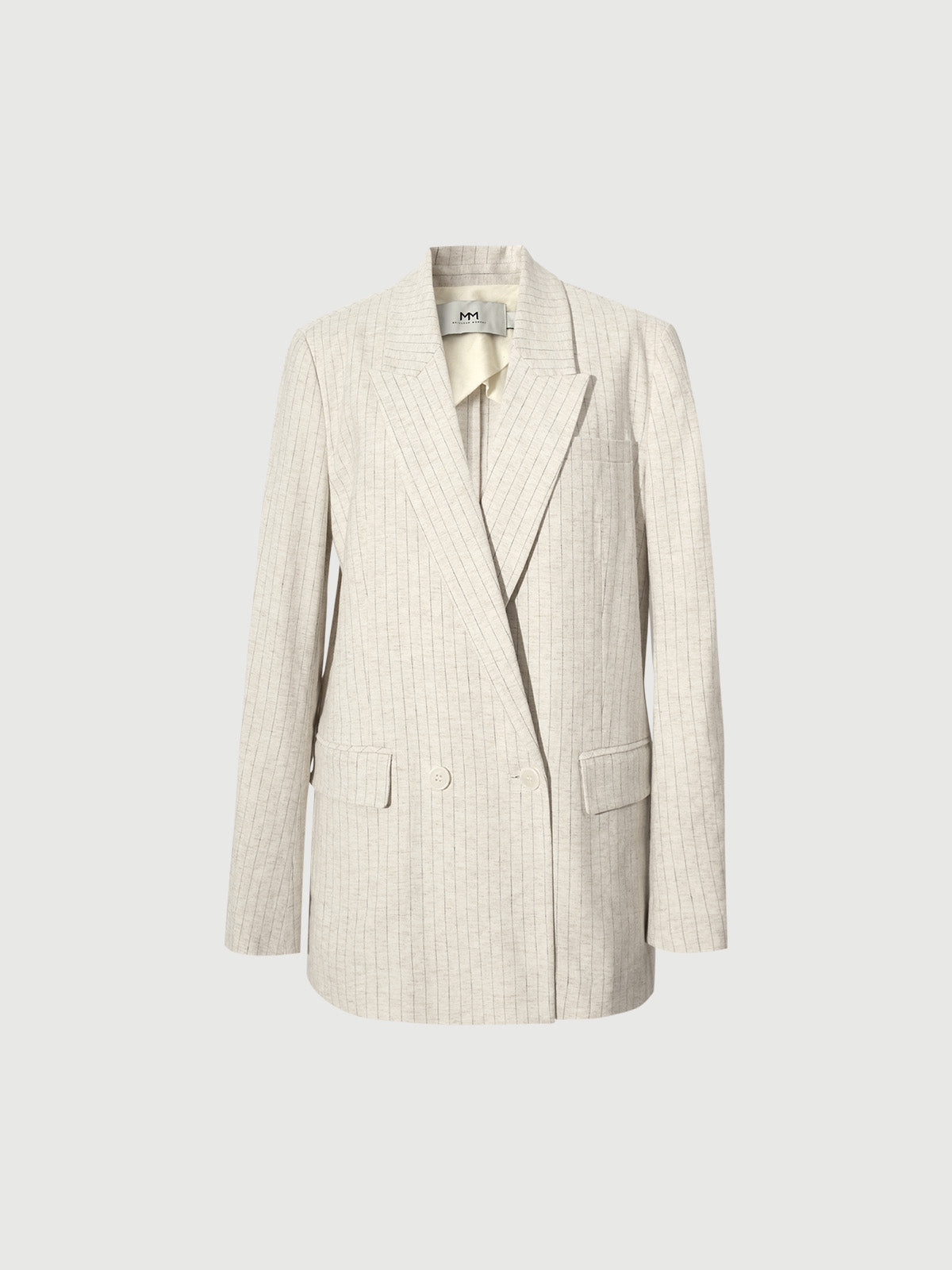 Linen Striped Peak Lapel Blazer