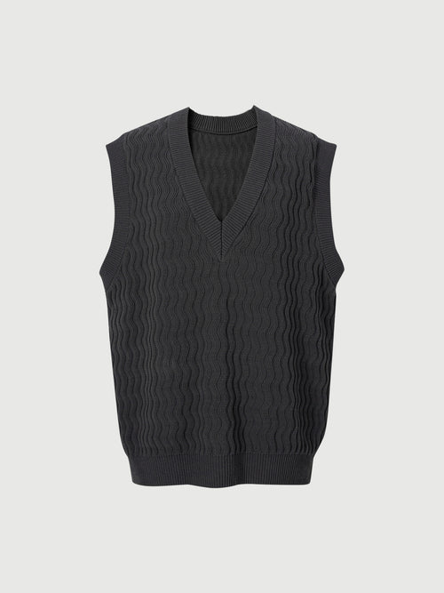 Load image 1 in gallery view. Dark gray V-neck knitted vest