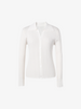 Women's Original White Polo Neck Long Sleeves Lyocell Triacetate Rib Pattern Knitwear