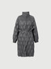 Women's Gray Warm Goose Puffer Long Hooded Jacket with Belt