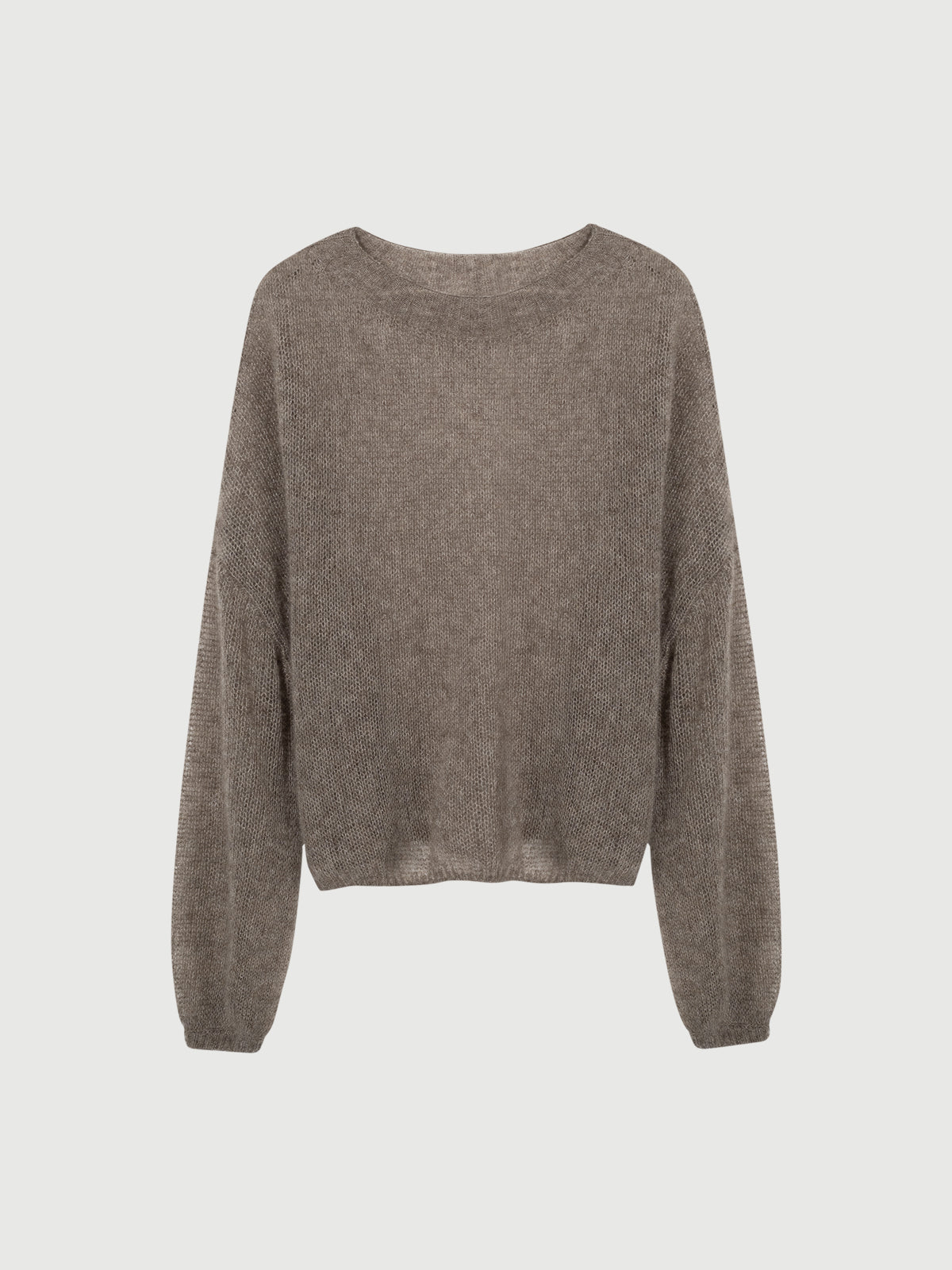 Brown sweater on a light gray background