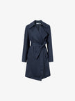 Women's Navy Blue Breasted Belted Trench Coat