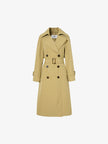 Women's Khaki Double Breasted Sheep Wool Trench Coat with Belt 5C8260861