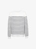 Women's White Stripe Round Neck Knit Cashmere Sweater