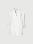 White blazer with special texture, notched lapel collar, double breasted