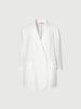 White blazer with special texture, notched lapel collar, double breasted