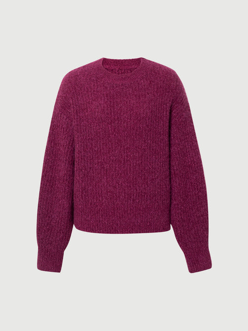 Load image 1 in gallery view. Magenta Vertical-Rib Silk-Cashmere Sweater