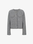 Women's Gray Round Neck Long Sleeves Knitted SweaterCardigan 5F8130461