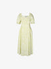 Women's Light Green Square Neck Puff Sleeves Texture Comfy Dress