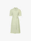 Women's Light Green Stand Collar Short Sleeves Button Down Dress