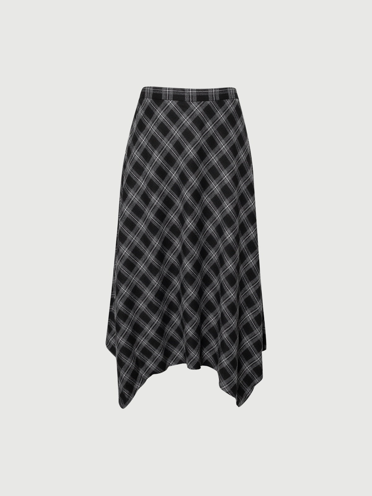 Plaid skirt on a light gray background
