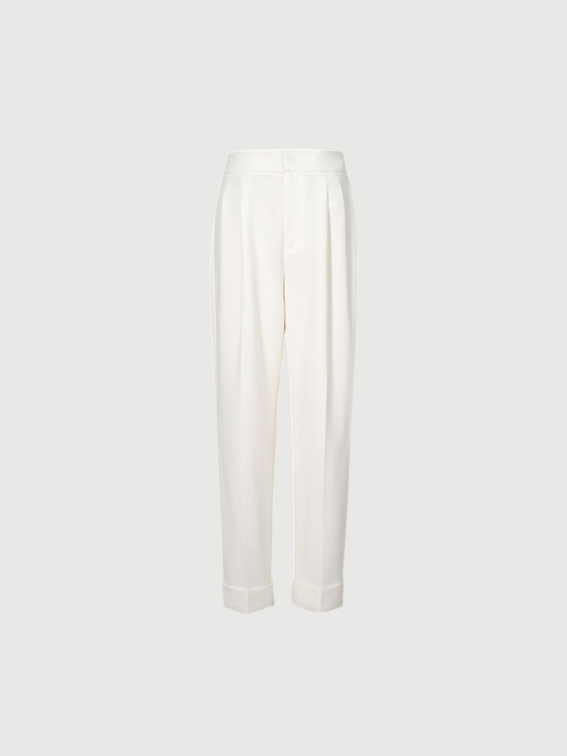 Women's White Small Leg Fit Spring Trousers